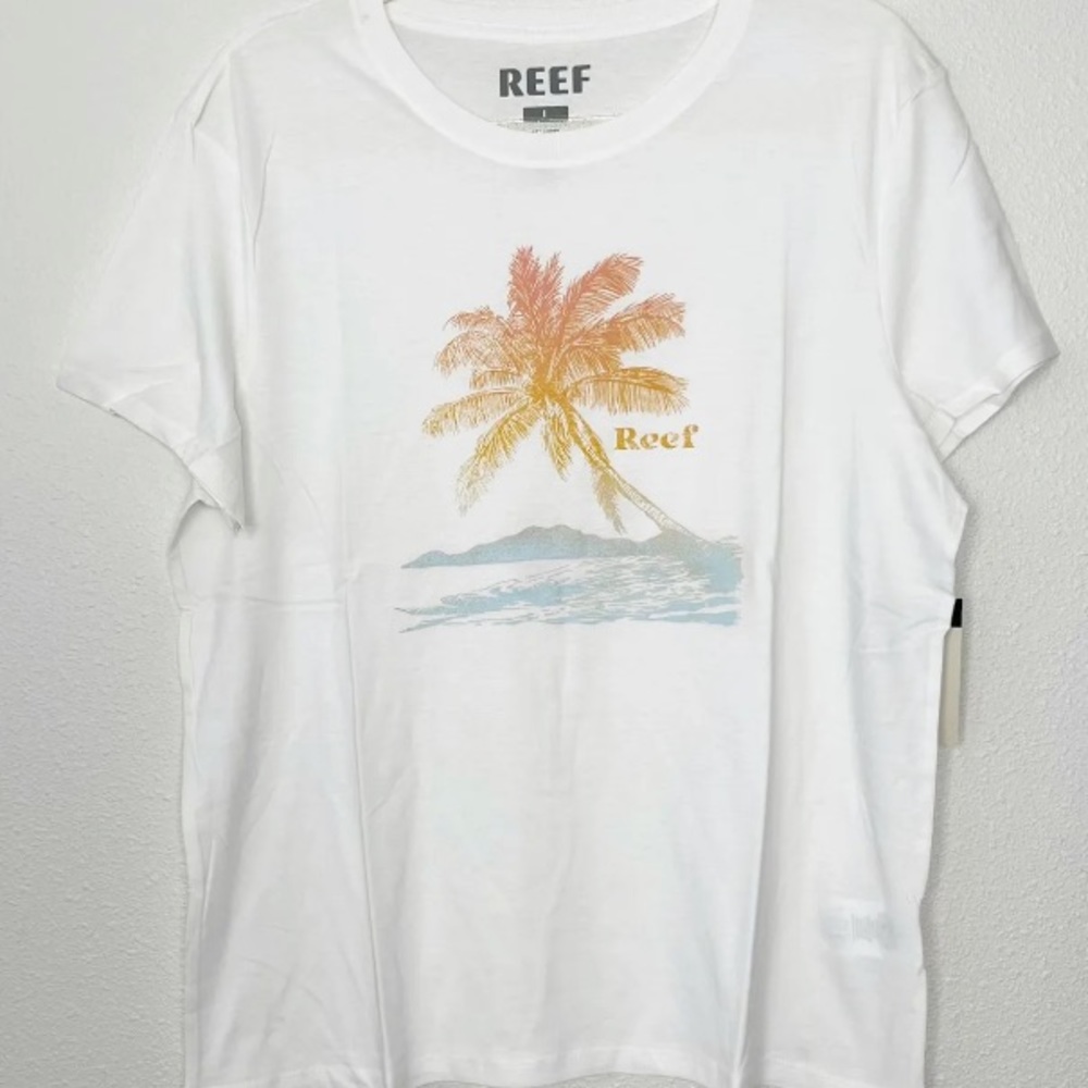 NWT Reef Surf Solo Relaxed Palm Tree Graphic Beach T-shirt Women Size L